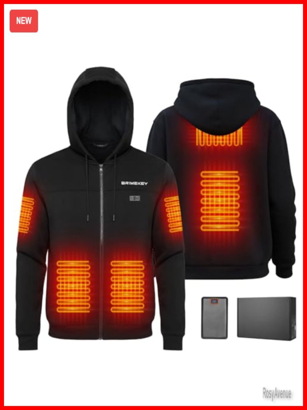 Heated Hoodie Fleece Lined 20000mAh Battery Zip Up Sweatshirt Unisex